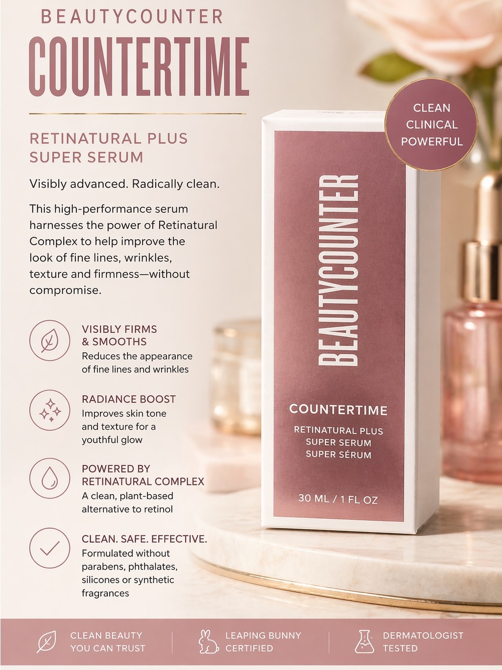 beautycounter Countertime Retinatural Plus Super Serum — rose mauve